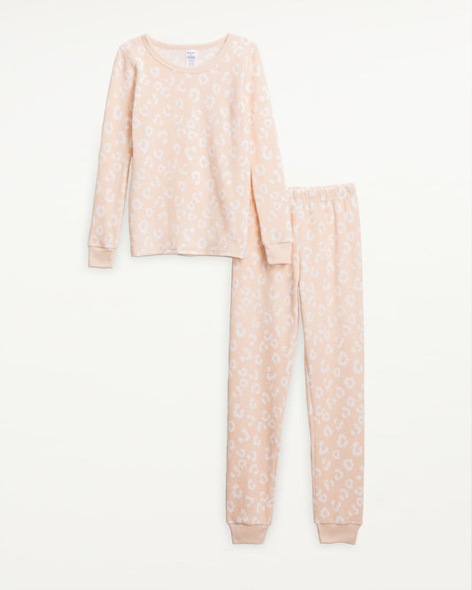 Kids Thermal PJ Set in Soft Leopard - Soft Leopard