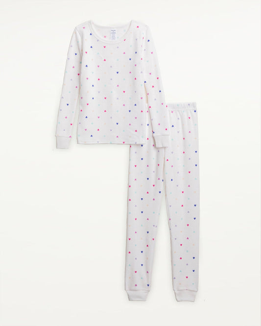 Kids Thermal PJ Set in Multi Heart - Multi Heart