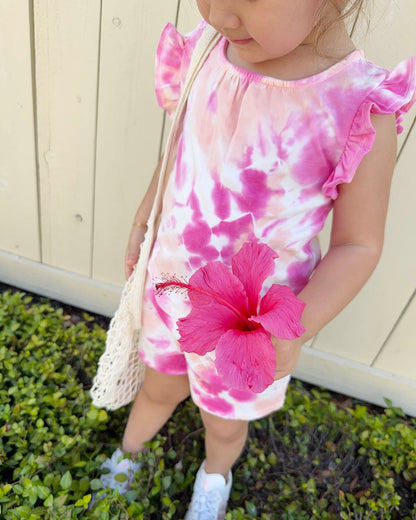 Toddler Girl Hibiscus Tie Dye Top Set - Hibiscus Tie Dye