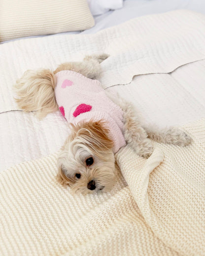 Pink Multi-Heart Fuzzy Pet Sweater - Pink Multi Hearts