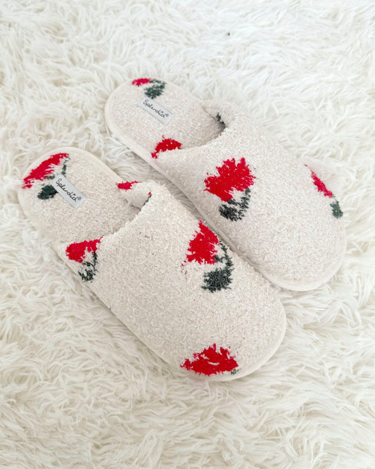 Cherries Cozy Fuzzy Slipper Slide - Cherries